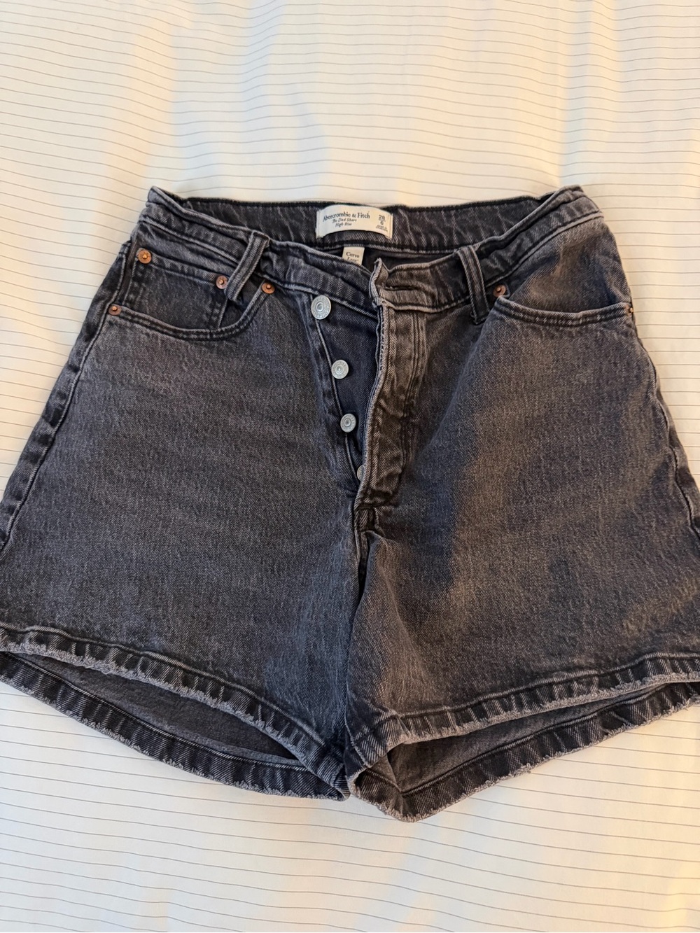 Abercrombie & Fitch High-Rise Black Denim Women's Shorts - The Dad Short